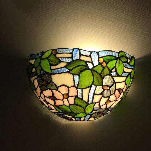 Tiffany Flower Dragonfly 1-Light Wall Sconce Lamp
