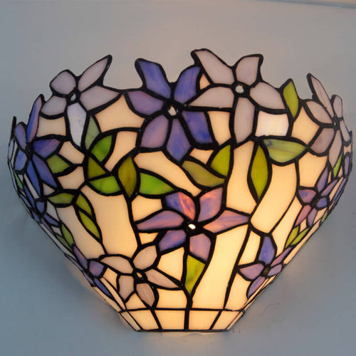 Tiffany Flower Stained Glass Bowl 1-Light Wall Sconce Lamp