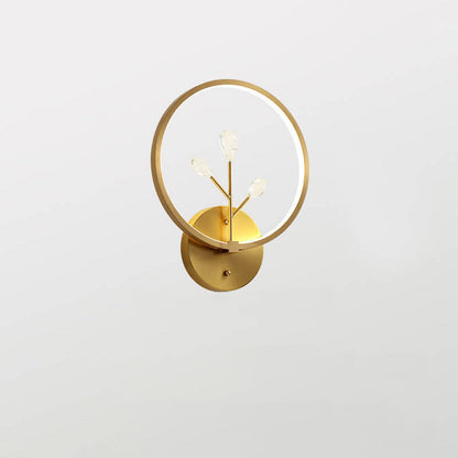 Brass Crystal Tree Branch Circle LED Wall Sconce Lamp