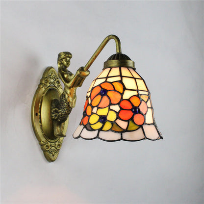 Tiffany Conical Stained Glass 1-Light Wall Sconce Lamp