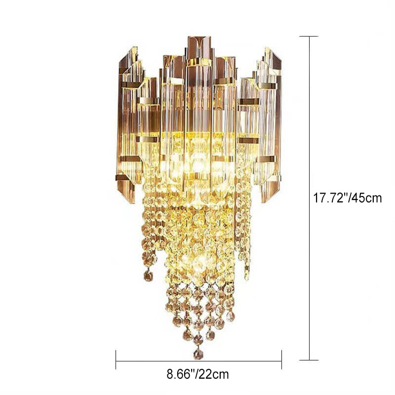 Tassel Crystal Stainless Steel 3-Light Wall Sconce Lamp