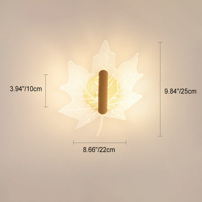 Metal Morning Glory Maple Leaf LED Wall Sconce Lamp