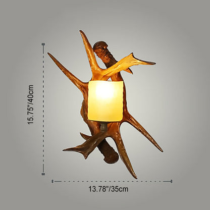 Resin Imitation Antler Glass Shade 1-Light Wall Sconce Lamp