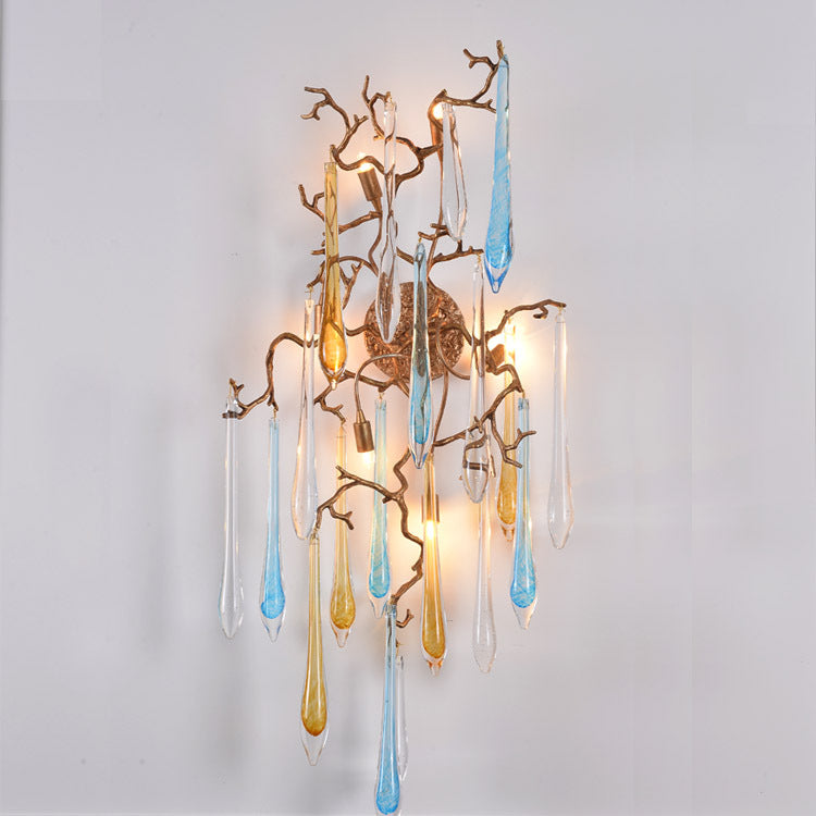 Deco Drops Full Copper Crystal 6-Light Wall Sconce Lamp