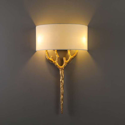 Europe Fabric Copper Branches 2-Light Wall Sconce Lamp