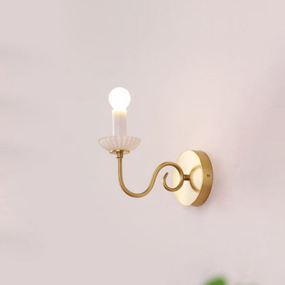 French Candelabra Brass Glass 1-Light Wall Sconce Lamp