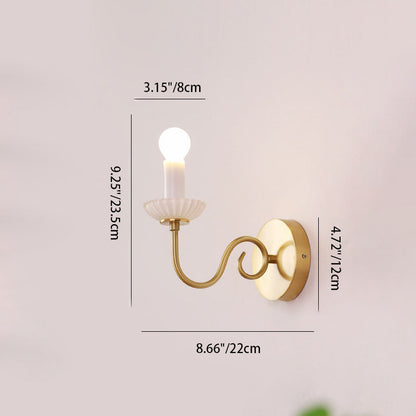 French Candelabra Brass Glass 1-Light Wall Sconce Lamp