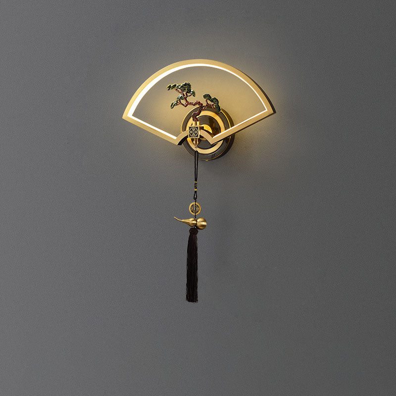 Chinese Copper Magnesium Acrylic LED Wall Sconce Lamp