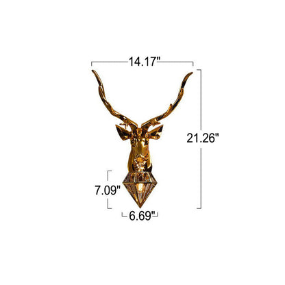 Plating Geometric Deer Head 1-Light Wall Sconce Lamp