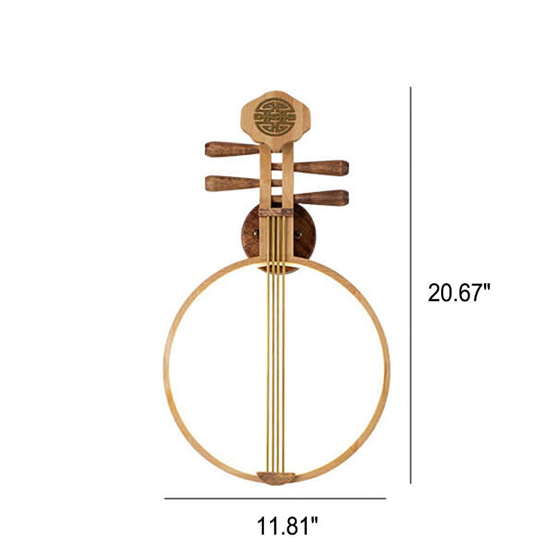 Chinese Pipa Instrument Zen Decoration LED Wall Sconce Lamp