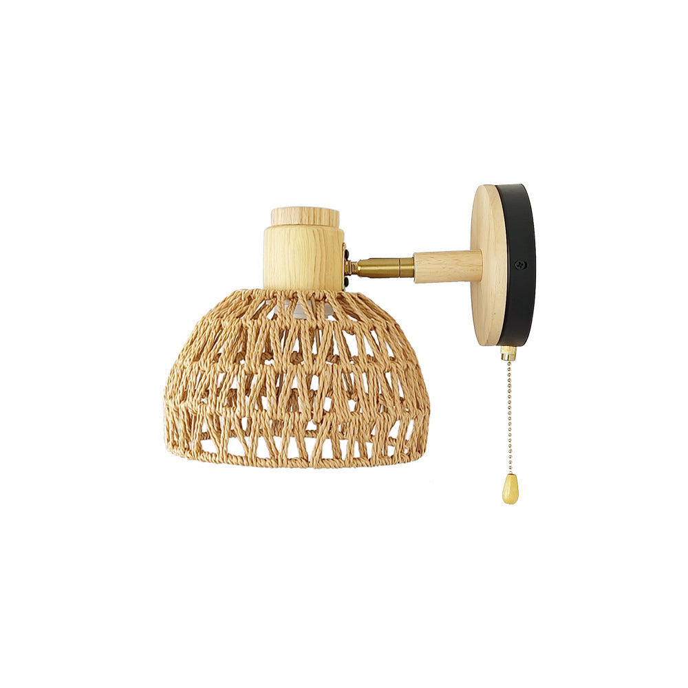 Farmhouse Weaving Hollow Out Dome 1-Light Wall Sconce Lamp