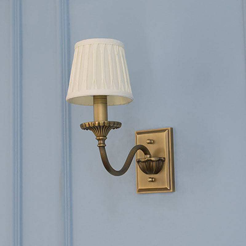 Cylinder Rod Fabric Copper 1/2 Light Wall Sconce Lamp