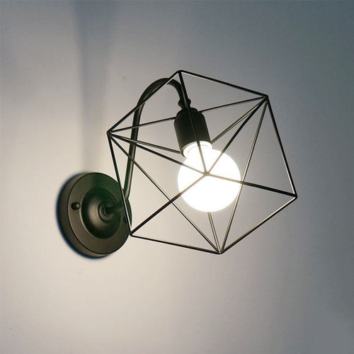 Rustic Iron Square Frame 1-Light Wall Sconce Lamp
