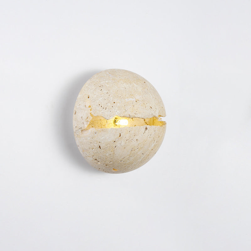 Japanese Travertine Semicircle 1-Light Wall Sconce Lamp