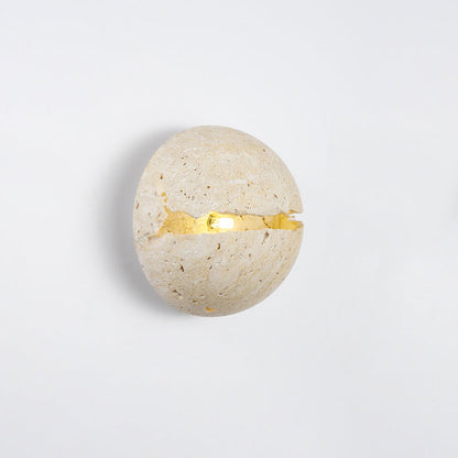 Japanese Travertine Semicircle 1-Light Wall Sconce Lamp