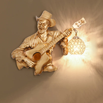 Guitar Player Resin Crystal 1-Light Wall Sconce Lamp