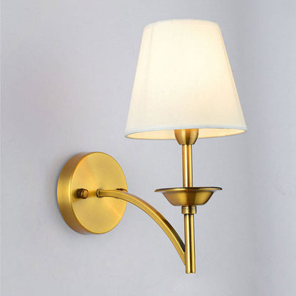 Mid-Century Iron Fabric Cylinder 1/2 Light Wall Sconce Lamp
