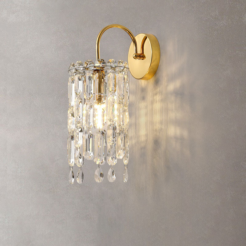 Gold Dazzling Prismatic Crystal 1-Light Wall Sconce Lamp