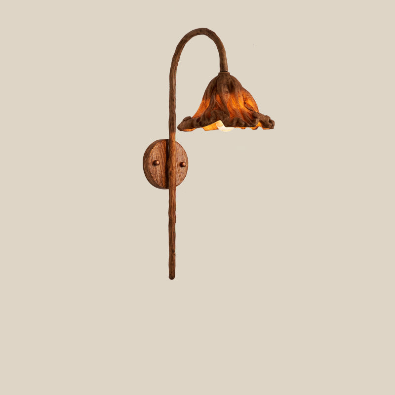 Chinese Iron Flower Lotus Leaf 1-Light Wall Sconce Lamp