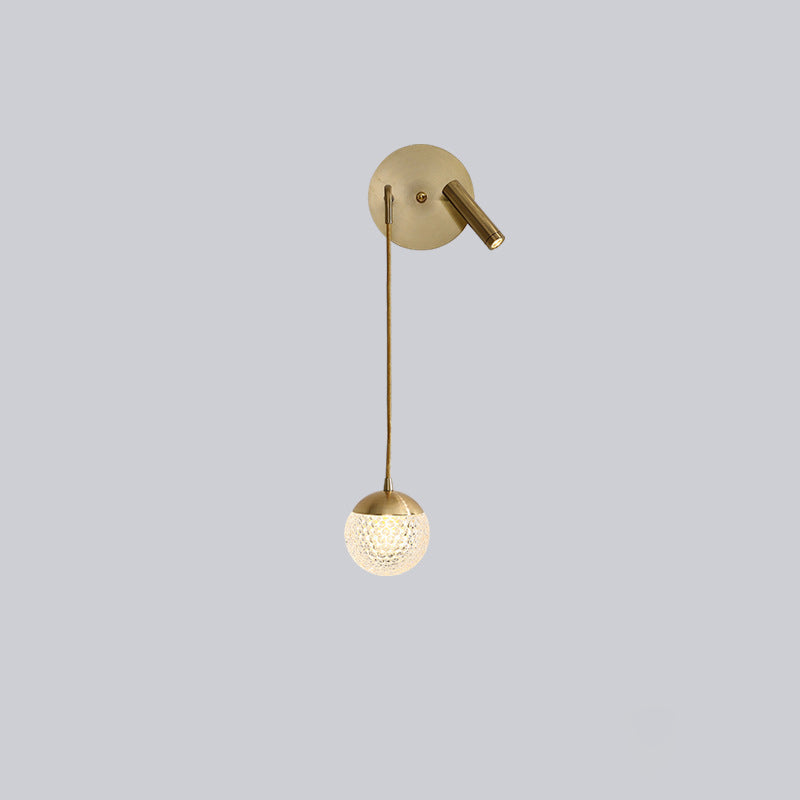 Iron Acrylic Ball Pendant 1-Light LED Wall Sconce Lamp