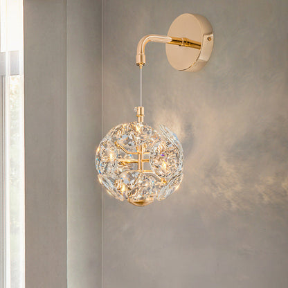 Crystal Round Shade Dandelion Design LED Wall Sconce Lamp