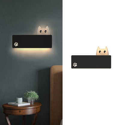 Simplicity Animal Cat Rectangular Iron LED Wall Sconce Lamp