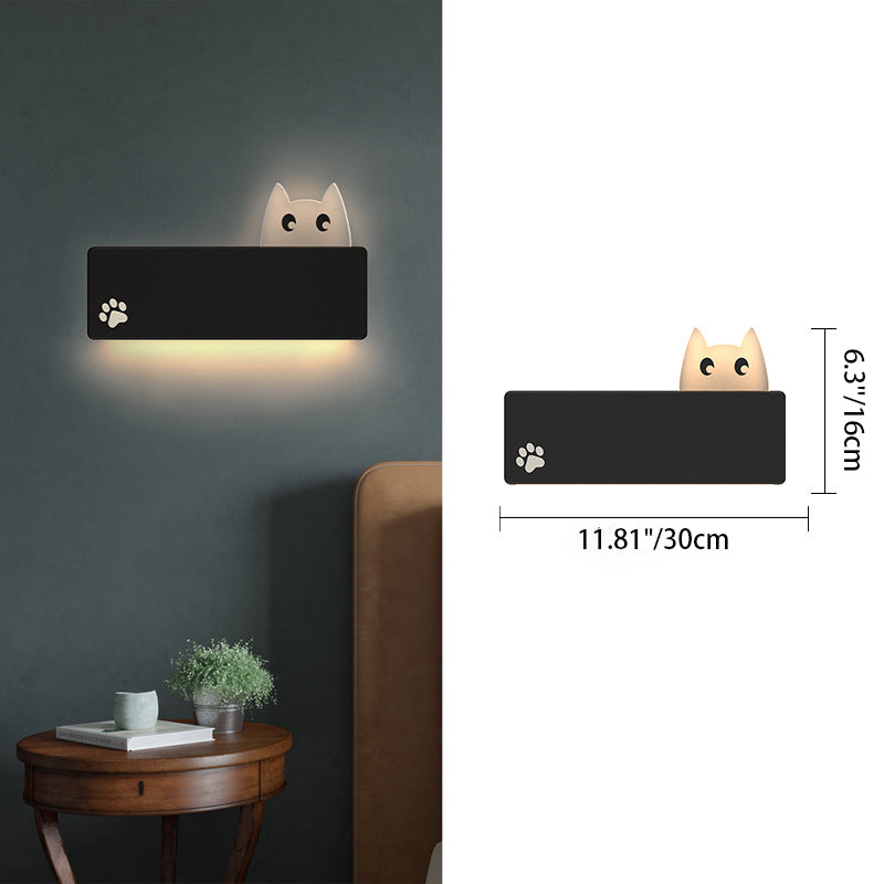 Simplicity Animal Cat Rectangular Iron LED Wall Sconce Lamp