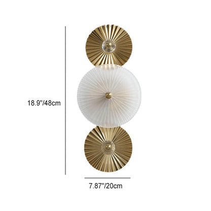 Pleated Hardware Disc Glass Shade 2-Light Wall Sconce Lamp