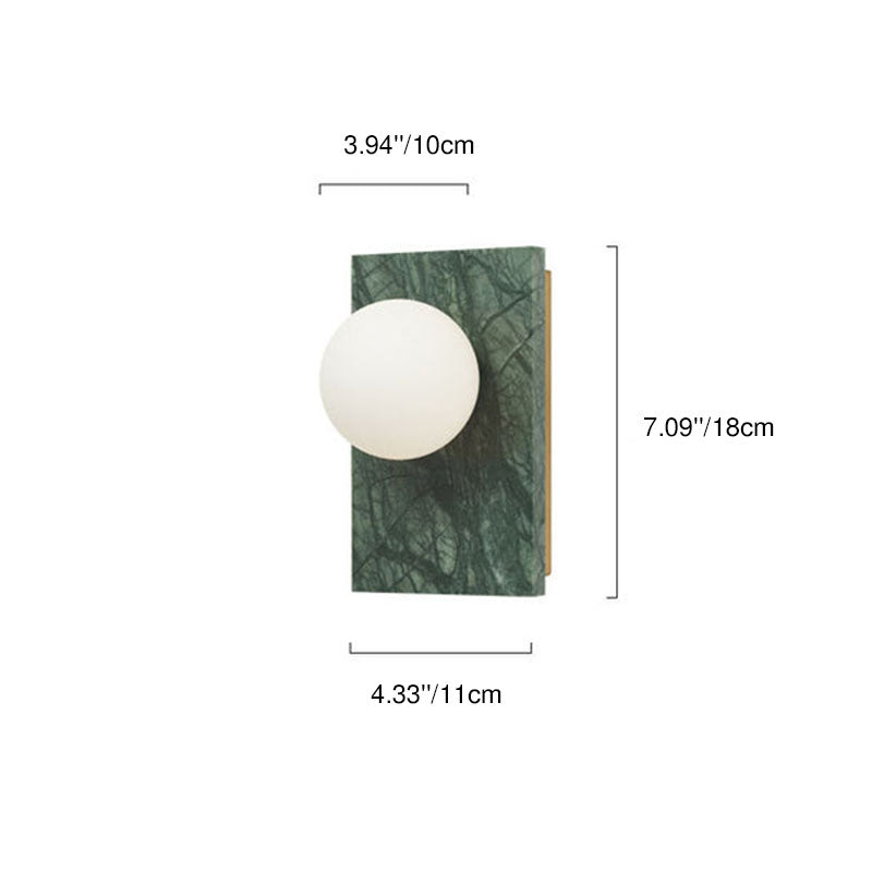 Marble Square Base Glass Ball 1-Light Wall Sconce Lamp