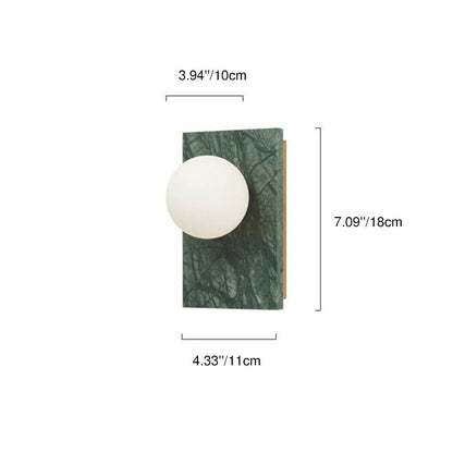Marble Square Base Glass Ball 1-Light Wall Sconce Lamp