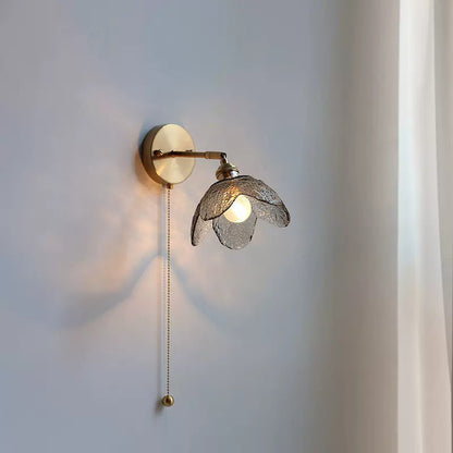 Scandinavian Copper Glass Flower 1-Light Wall Sconce Lamp