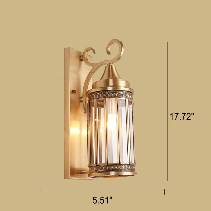 European Light Copper Glass 1/3-Light Wall Sconce Lamp