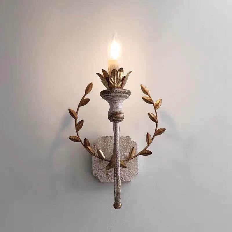Vintage Solid Wood Candelabra 1-Light Wall Sconce Lamp