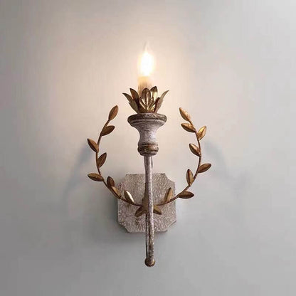 Vintage Solid Wood Candelabra 1-Light Wall Sconce Lamp