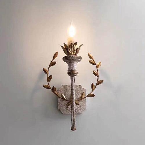 Vintage Solid Wood Candelabra 1-Light Wall Sconce Lamp