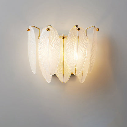 Creative Feather Iron Glass 1-Light Wall Sconce Lamp