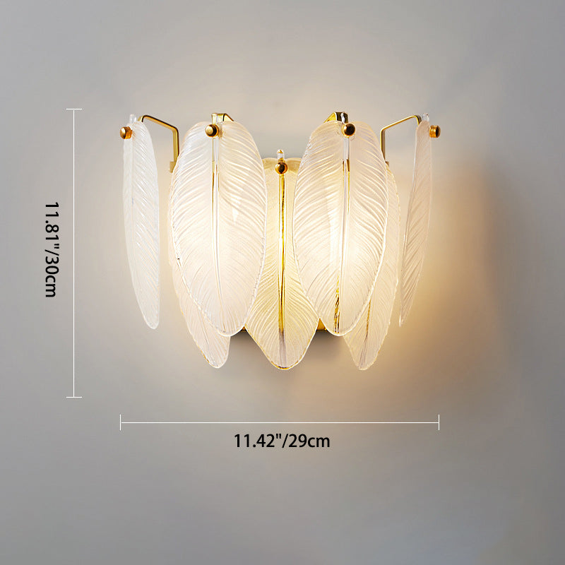 Creative Feather Iron Glass 1-Light Wall Sconce Lamp