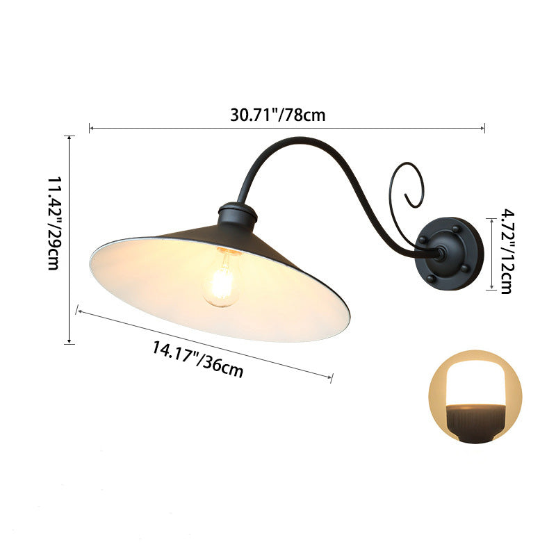 Retro Waterproof Iron Round 1-Light Wall Sconce Lamp