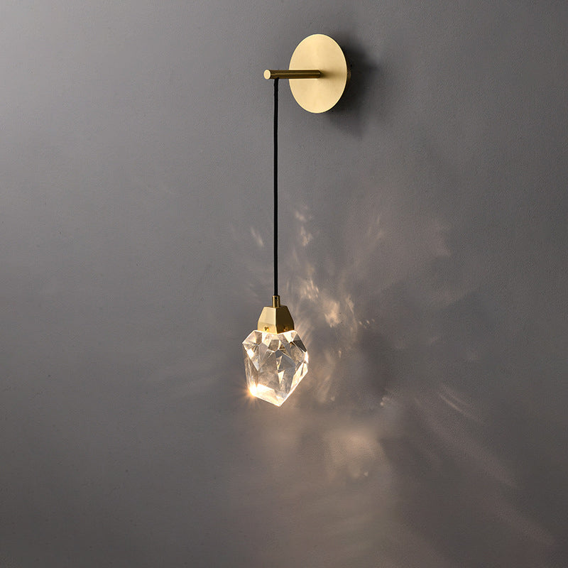 Copper Crystal Irregular Masonry 1-Light Wall Sconce Lamp