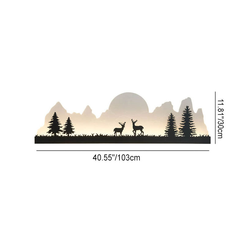 Chinese Landscape Painting Outside LED Wall Sconce Lamp