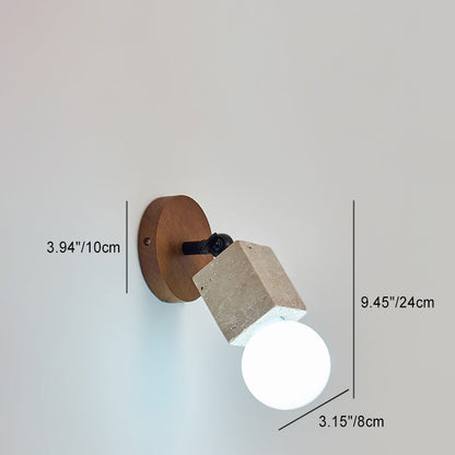 Japanese Square Yellow Travertine 1-Light Wall Sconce Lamp