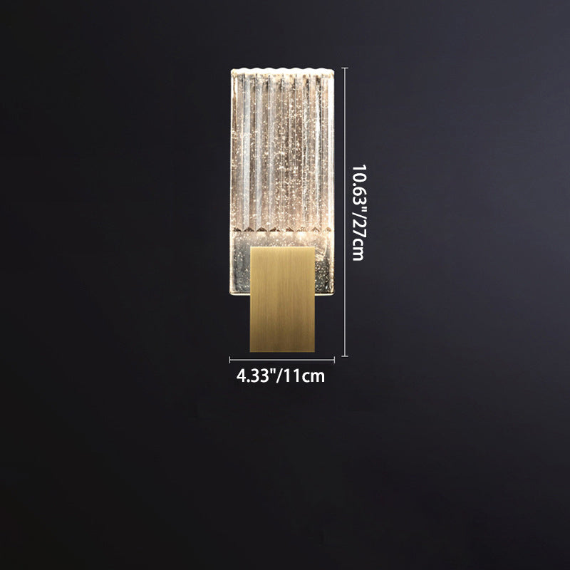 Minimalist Rectangular Copper Crystal LED Wall Sconce Lamp