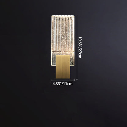 Minimalist Rectangular Copper Crystal LED Wall Sconce Lamp