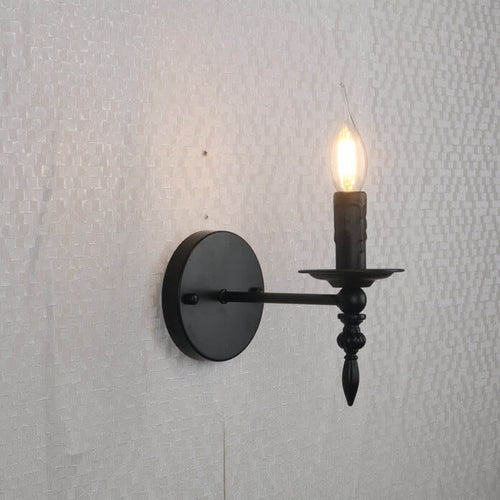 Industrial Minimalist Iron Candle 1-Light Wall Sconce Lamp