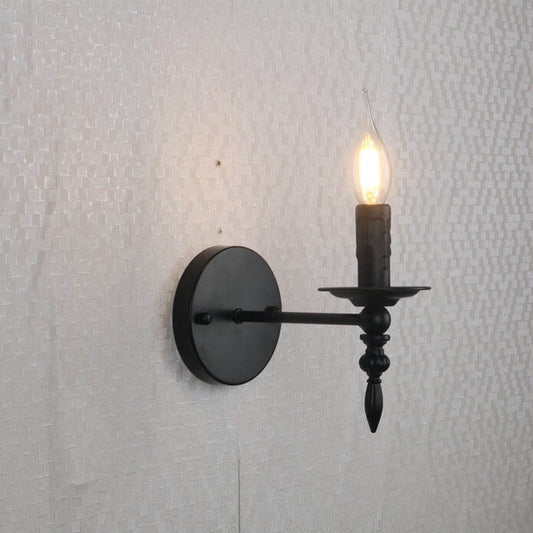 Industrial Minimalist Iron Candle 1-Light Wall Sconce Lamp