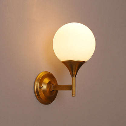 Pure Orb Copper Frosted Glass 1-Light Wall Sconce Lamp