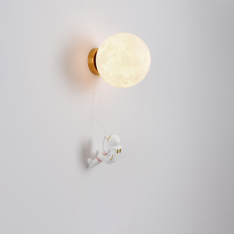 3D Moon Shade Resin Astronaut 1-Light Wall Sconce Lamp