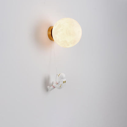 3D Moon Shade Resin Astronaut 1-Light Wall Sconce Lamp