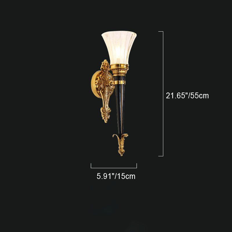 Full Copper Frame Horn Shade 1-Light Wall Sconce Lamp