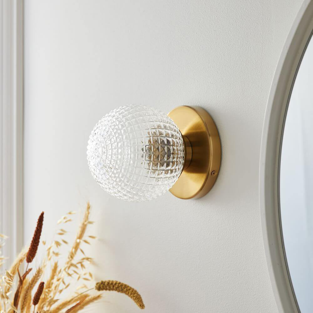 Retro Plaid Spherical Design 1-Light Wall Sconce Lamp